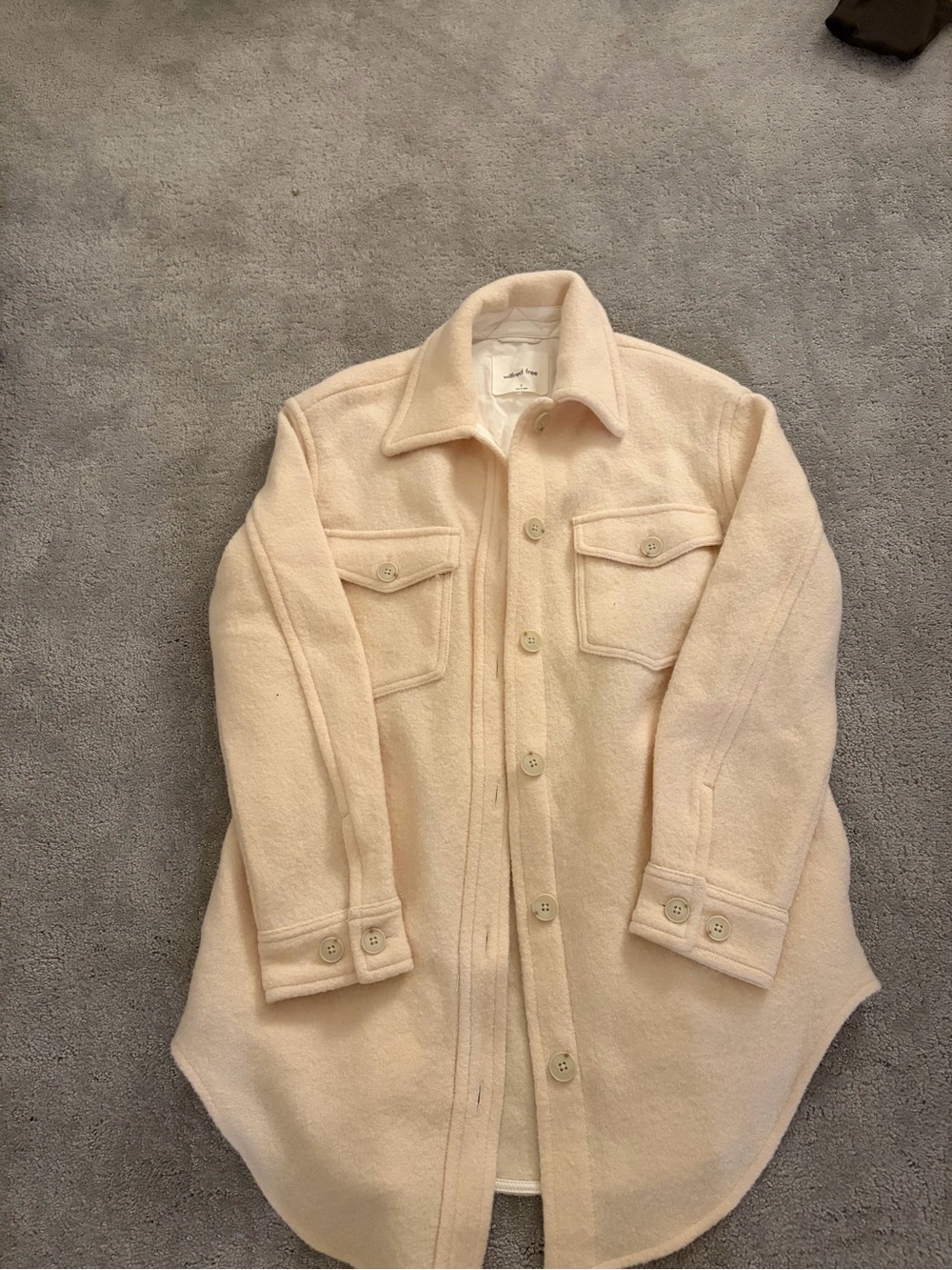 Wilfred (Aritzia) Cream Wool-Blend Shacket Jacket